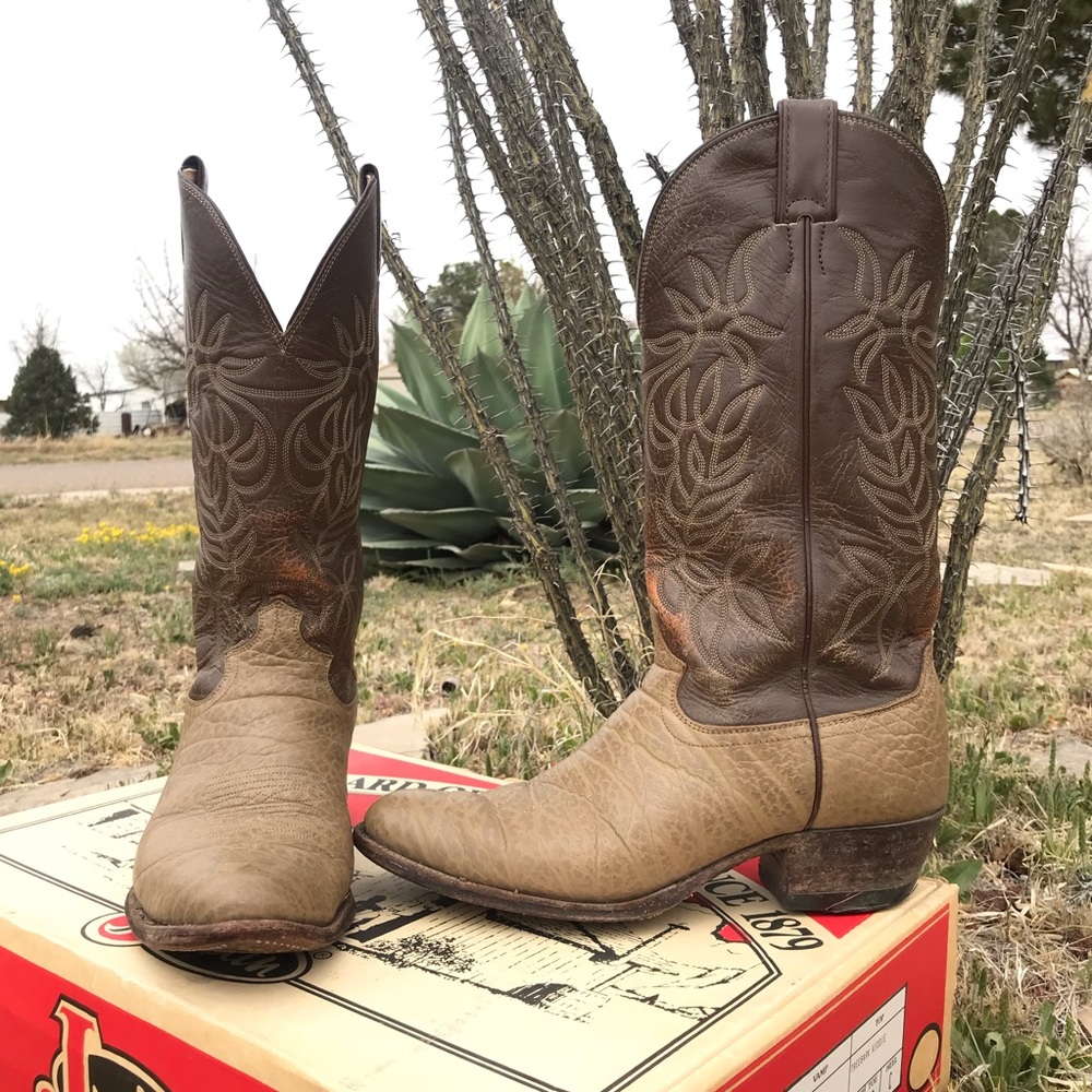 Justin Boots 1980s Style 1623 Size 10D Tan